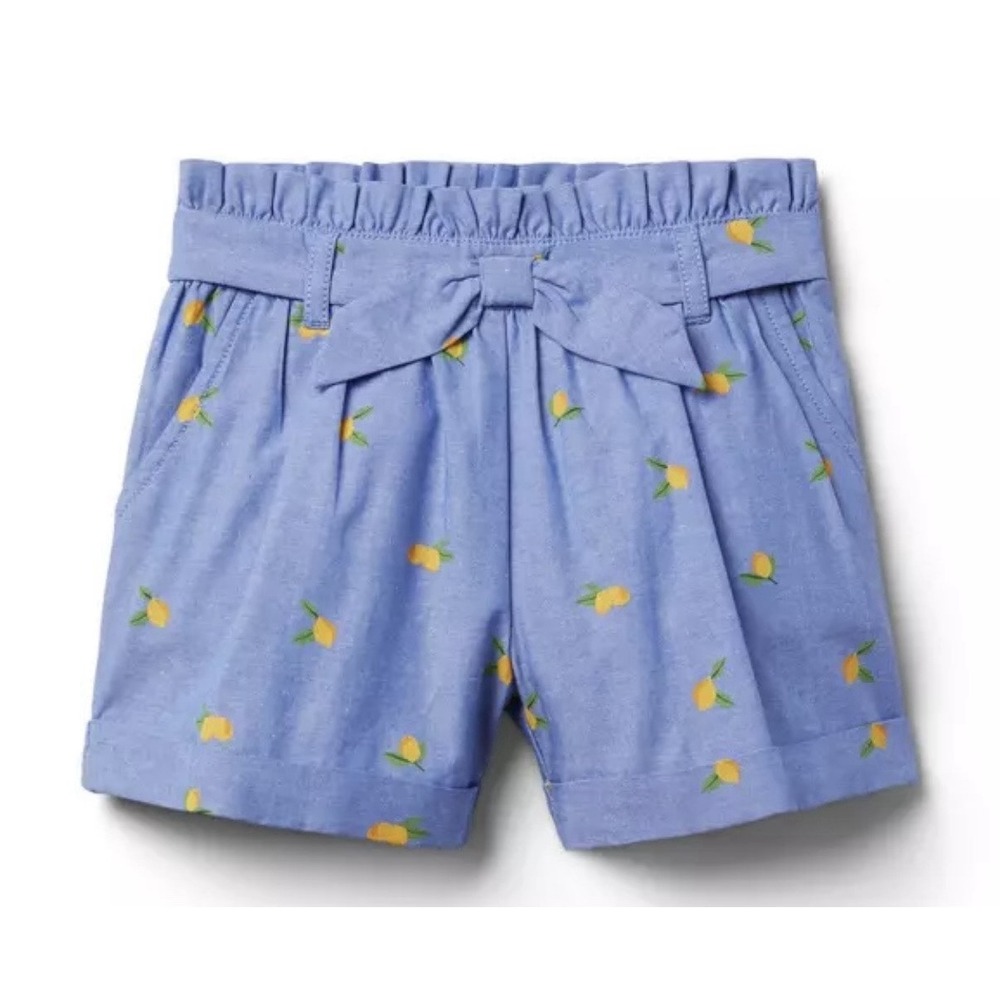 Janie‎ And Jack Lemon Oxford Short Girl's Size 8 Pockets Blue Yellow